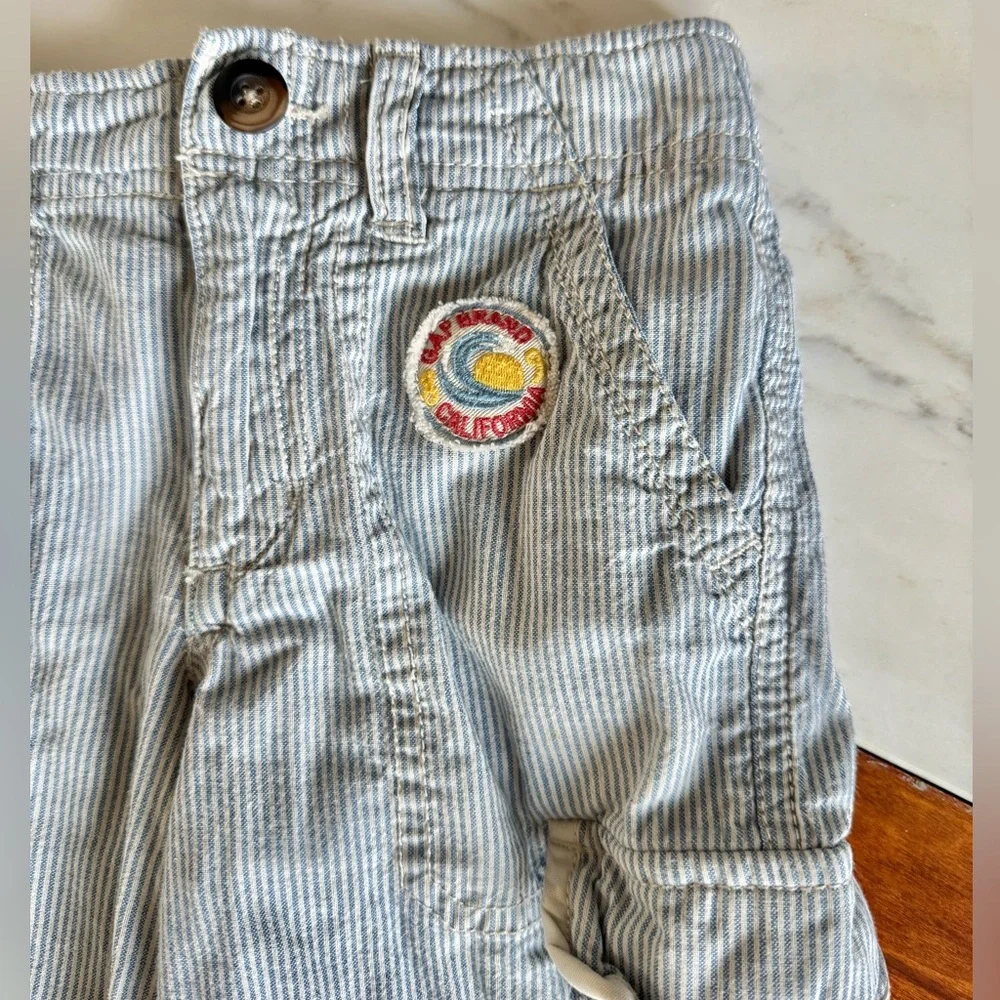 BABY GAP Boys Striped Cargo Toddler Shorts 🩳 with Patches kids short Size 5 Year
